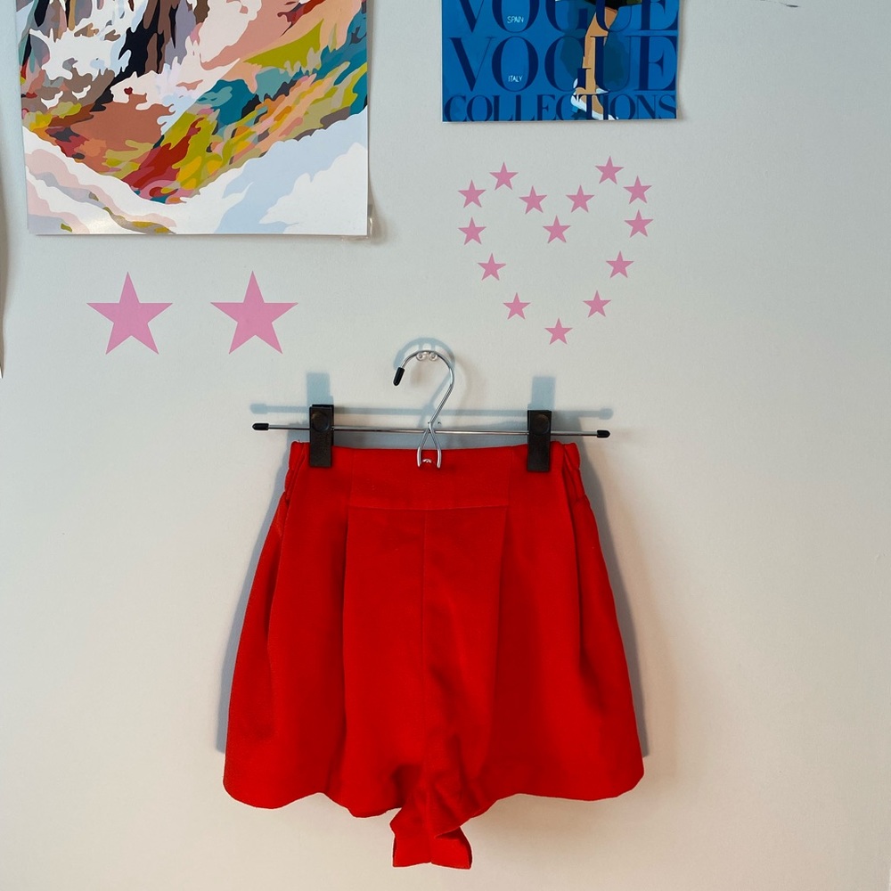 Red Stretchy Waist Shorts